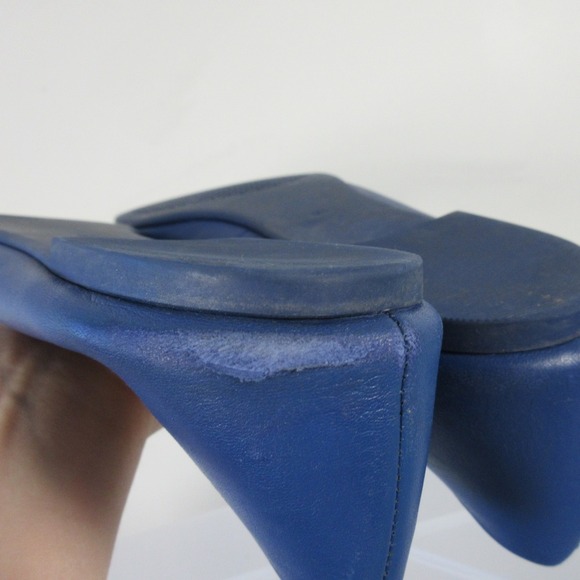 Tory Burch Ballet Flats Women 9.5 Blue Leather Logo Medallion Designer Chic 386 - Picture 4 of 14